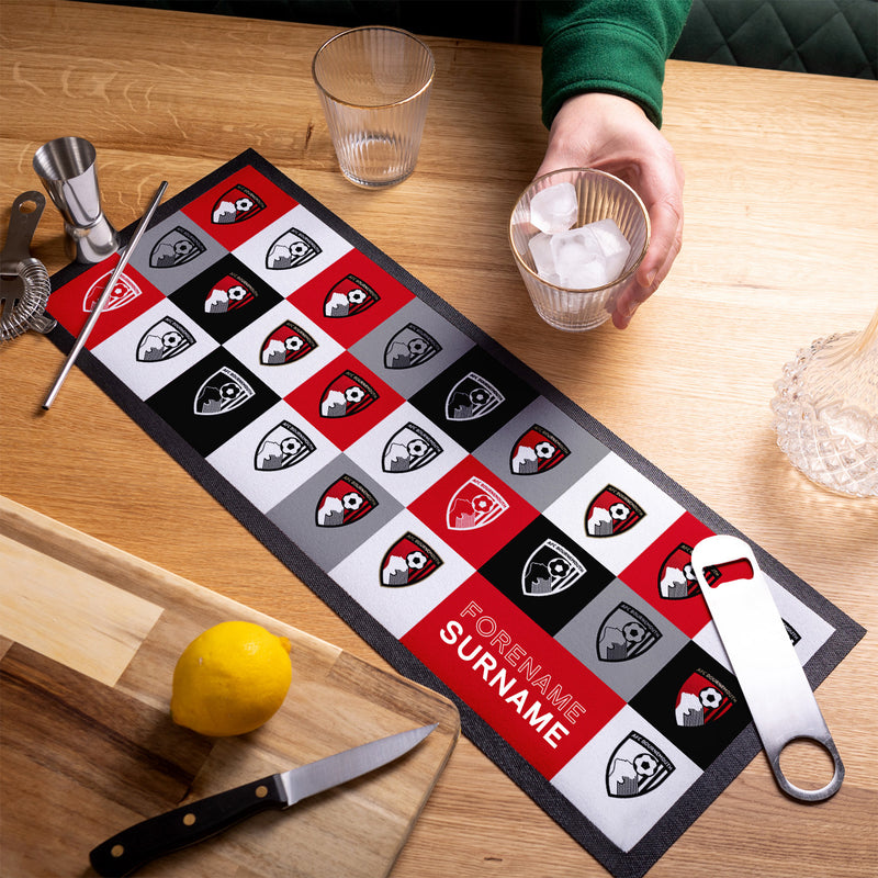 Bournemouth - Chequered Personalised Bar Runner - Officially Licenced