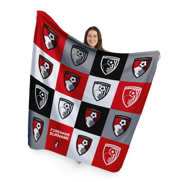 Bournemouth FC - Chequered Fleece Blanket - Officially Licenced