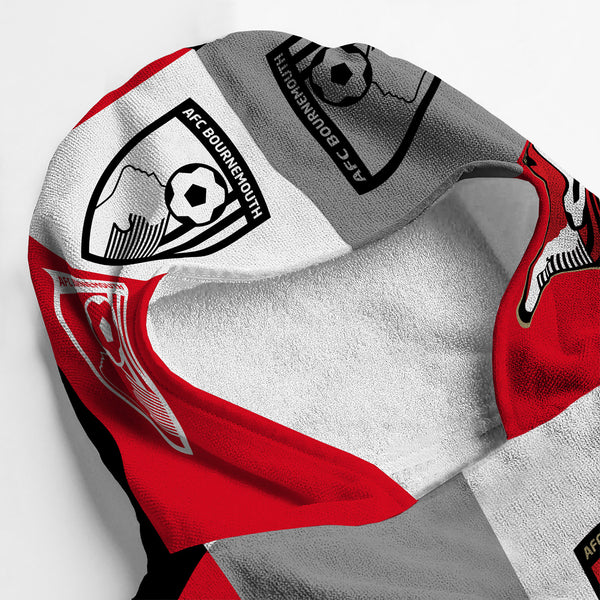 Bournemouth FC - Chequered Kids Hooded Lightweight, Microfibre Towel - Officially Licenced