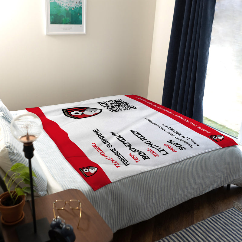 Bournemouth FC - Football Ticket Fleece Blanket - Officially Licenced