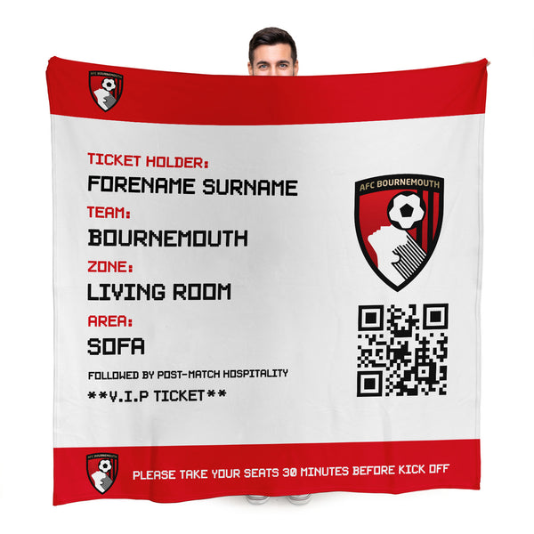 Bournemouth FC - Football Ticket Fleece Blanket - Officially Licenced