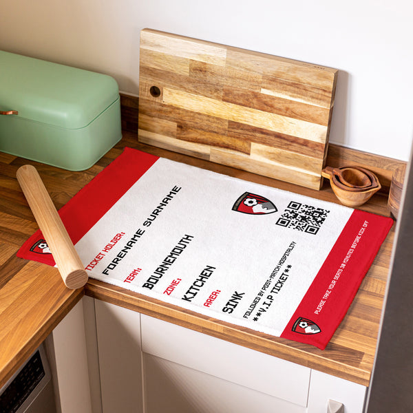 Bournemouth FC - Ticket - Fathers Day Personalised Lightweight, Microfibre Tea Towel - Officially Licenced