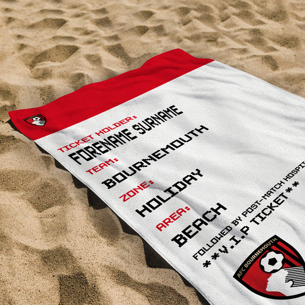 Bournemouth - Ticket Personalised Lightweight, Microfibre Beach Towel - 150cm x 75cm - Officially Licenced