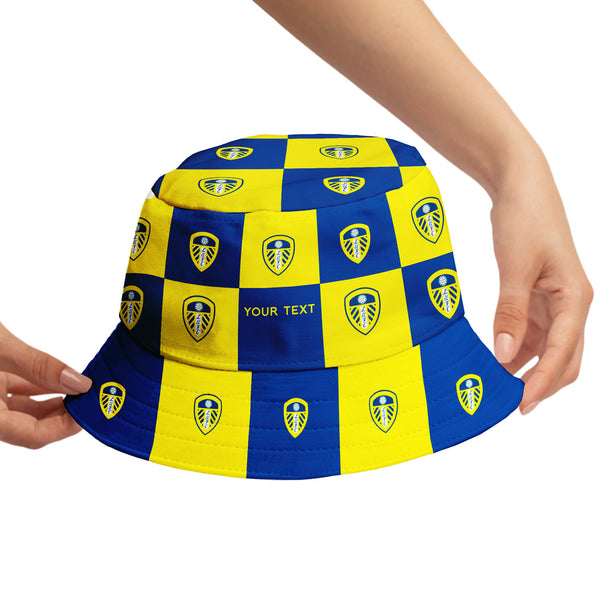 Leeds United Chequered Bucket Hat - Offically Licensed Product