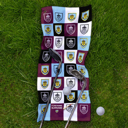 Burnley FC - Chequered - Name and Number Lightweight, Microfibre Golf Towel - Officially Licenced