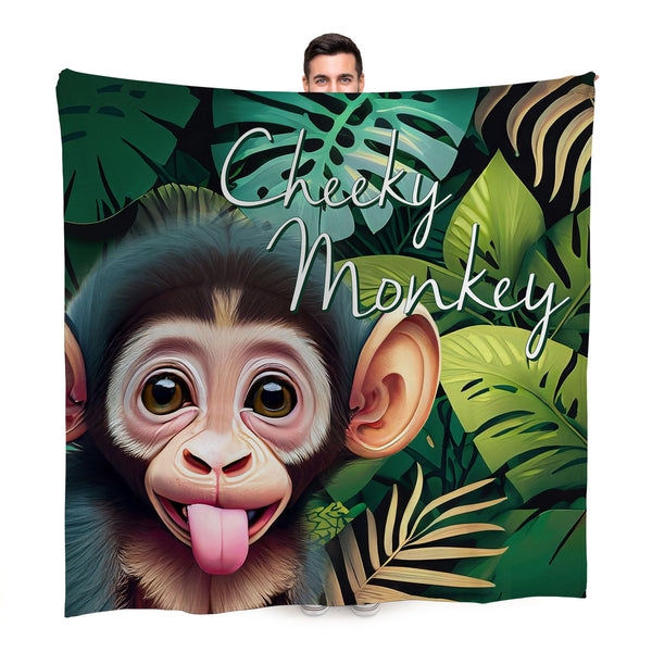 Cheeky Monkey Fleece Throw - Large Size 150cm x 150cm