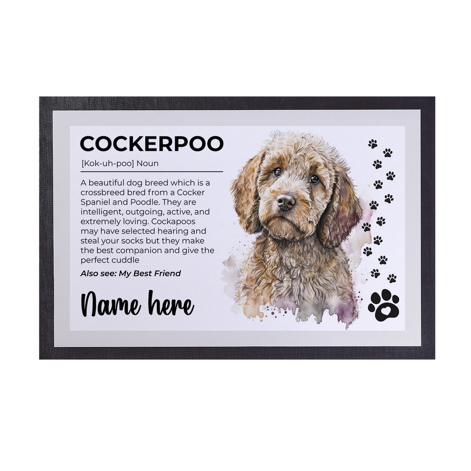 Cockerpoo Noun - Personalised Door Mat - 60cm x 40cm