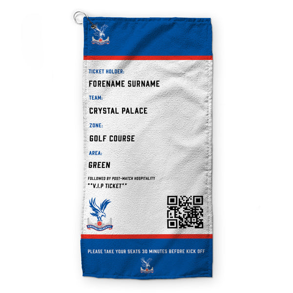 Crystal Palace FC - Ticket - Name and Number Lightweight, Microfibre Golf Towel - Officially Licenced