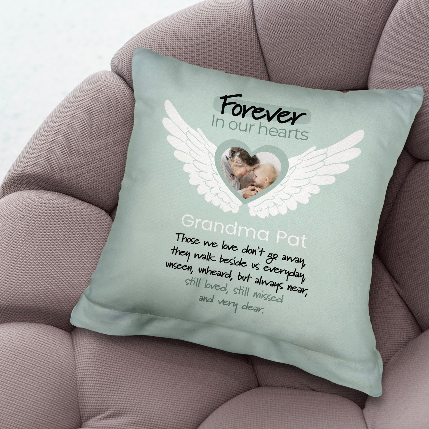 Forever In Our Hearts - Pink - Personalised Memory Cushion - Two Sizes