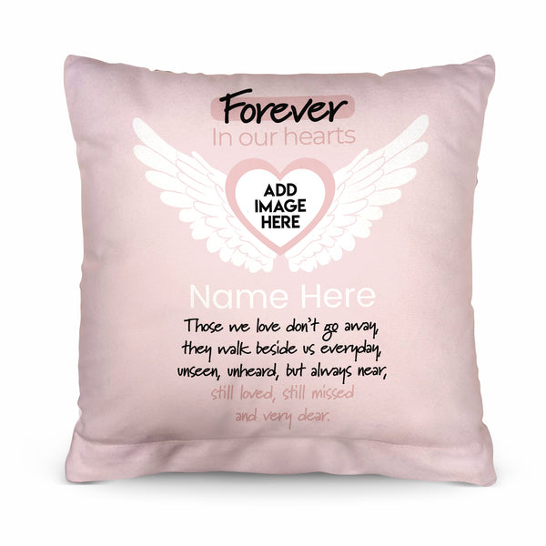 Forever In Our Hearts - Pink - Personalised Memory Cushion - Two Sizes