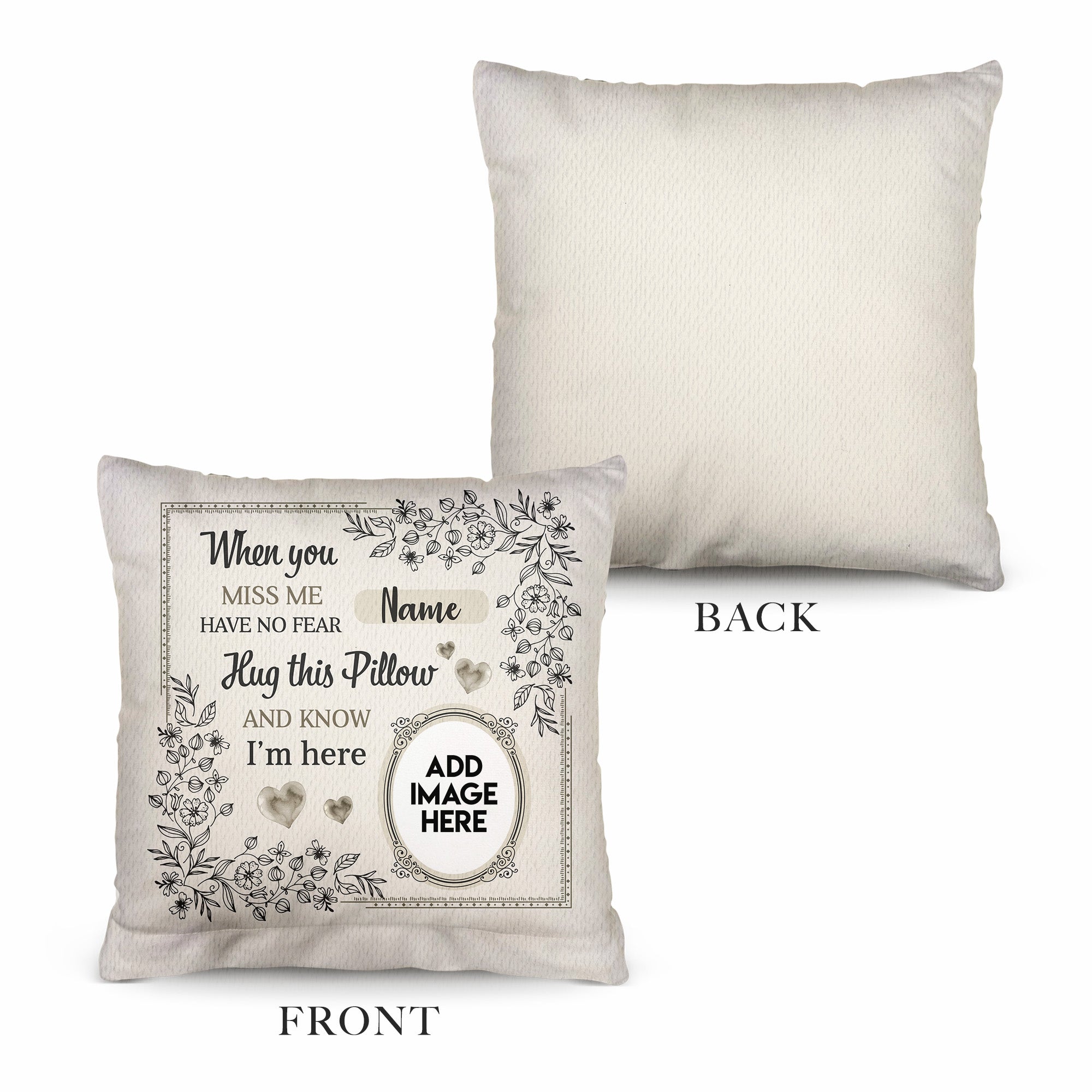Floral Boarder - Hug - Personalised Memory Cushion - Two Sizes