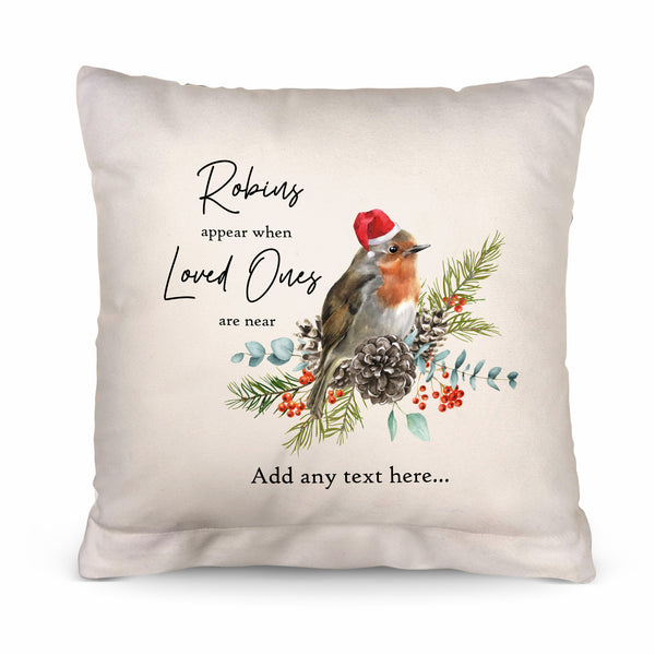 Christmas Robin - 26cm x 26cm - Personalised Cushion