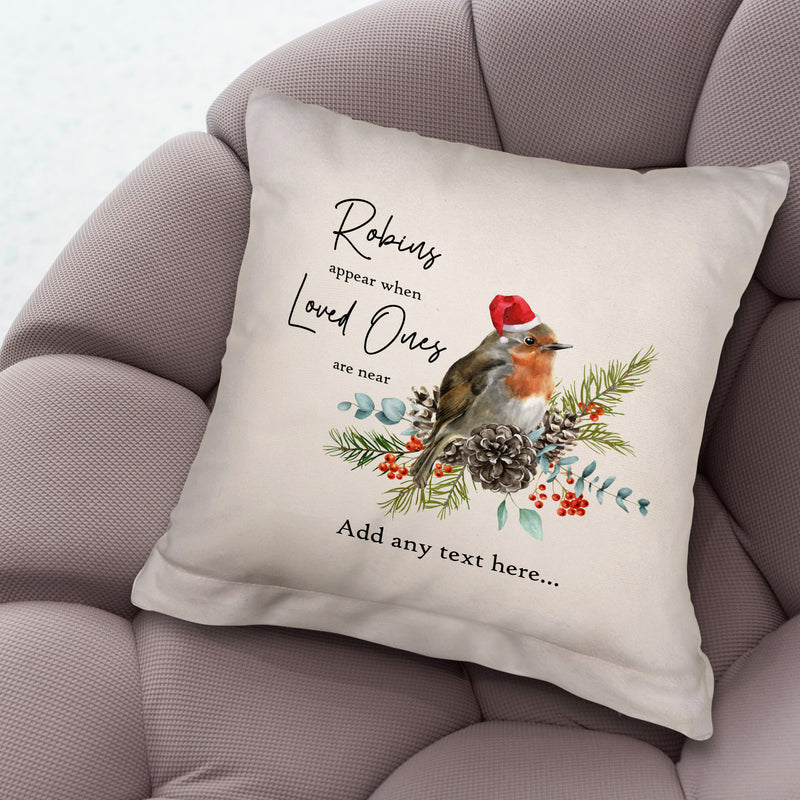 Christmas Robin - 26cm x 26cm - Personalised Cushion