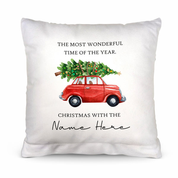 Christmas Tree - Car - 26cm x 26cm - Personalised Cushion