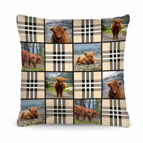 Cow Photo Collage - Check - 26cm x 26cm - Personalised Cushion