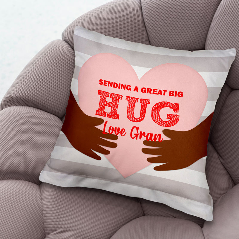 Sending A Big Hug - 26cm x 26cm - Personalised Cushion - Two Options