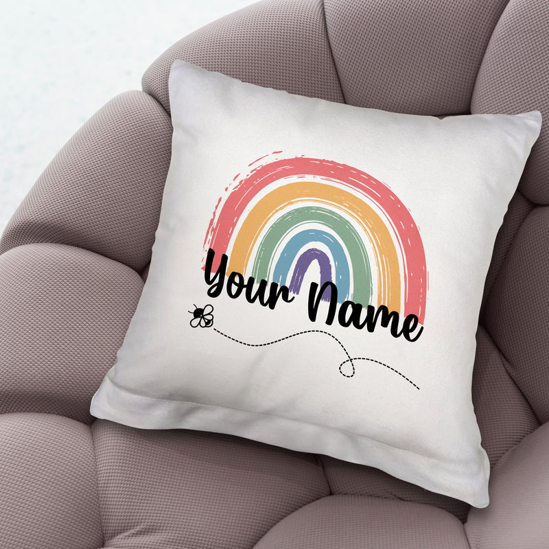 Rainbow - 26cm x 26cm - Personalised Name Cushion