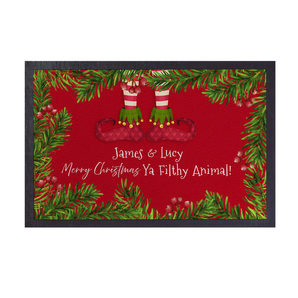 Christmas Elf Feet -  Personalised Door Mat - 60cm x 40cm