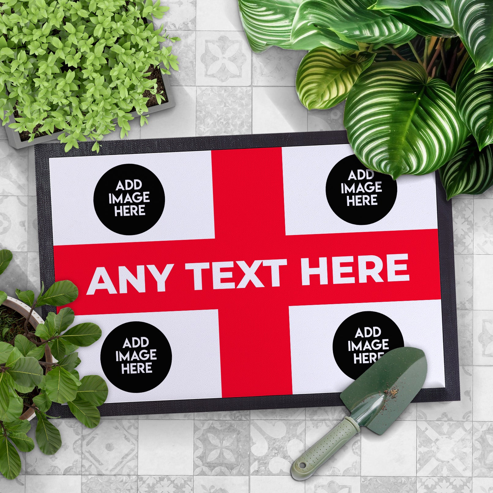 England Flag - Add Your Crests - Personalised Door Mat - 60cm x 40cm