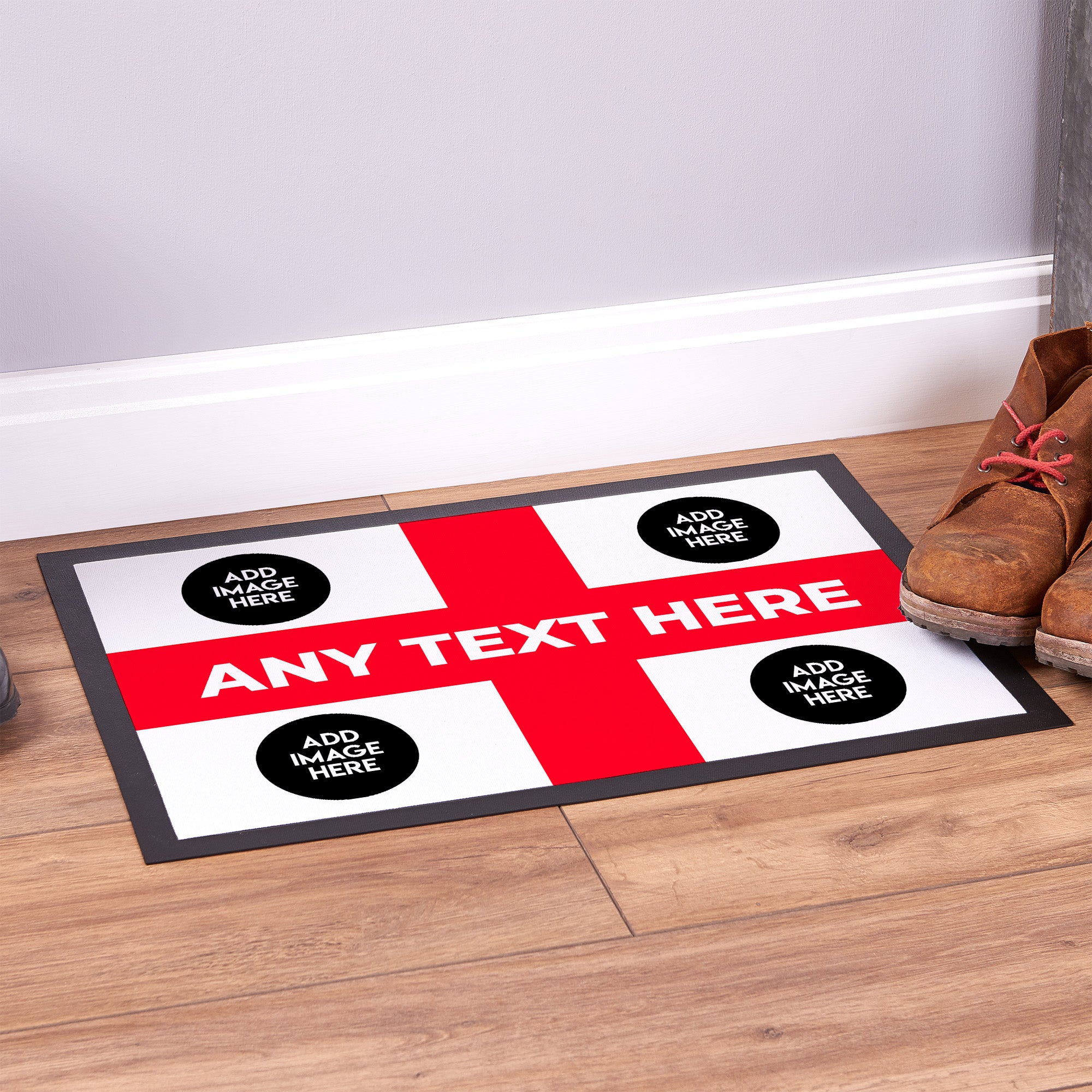 England Flag - Add Your Crests - Personalised Door Mat - 60cm x 40cm