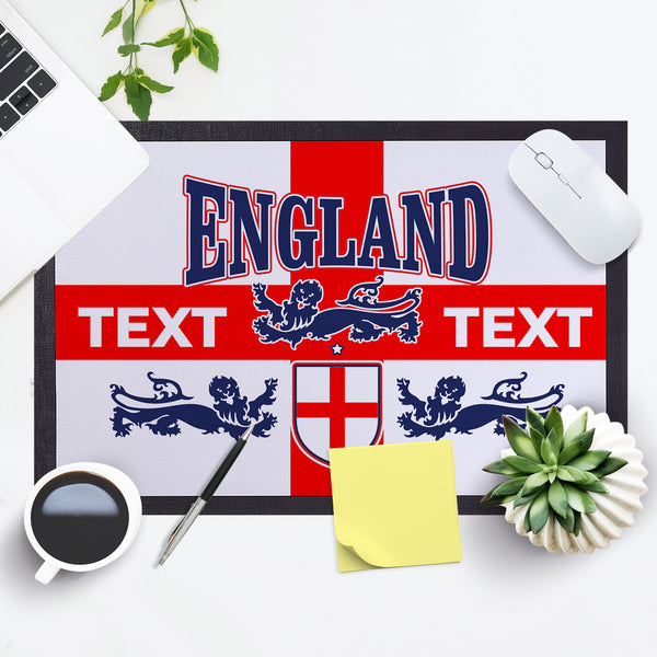England Flag - Lions - Personalised Door Mat - 60cm x 40cm