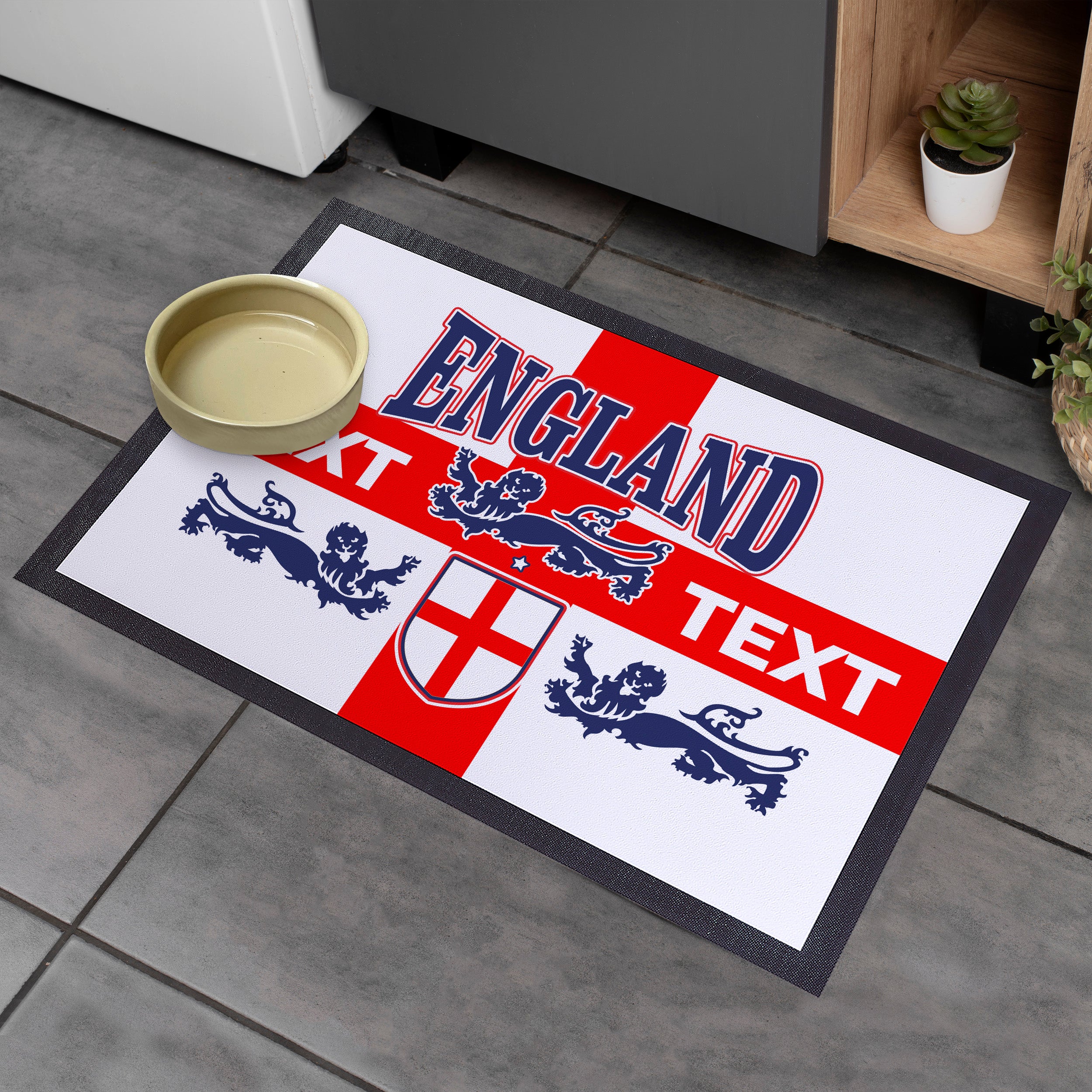 England Flag - Lions - Personalised Door Mat - 60cm x 40cm