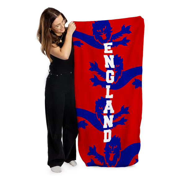 England Blue Lions - Euro's - Retro Beach Towel - 150cm x 75cm
