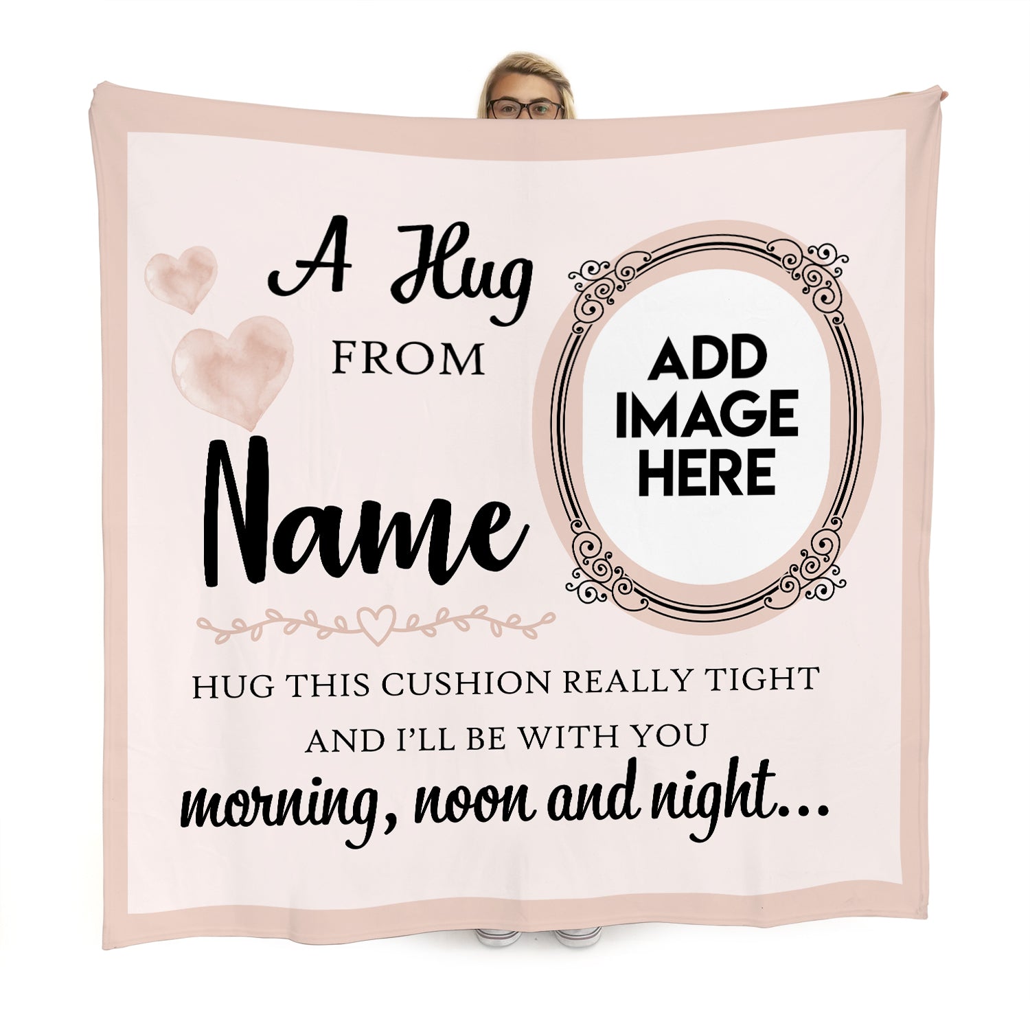 A Hug From - Pink - Personalised Photo Fleece Blanket 150cm x 150cm