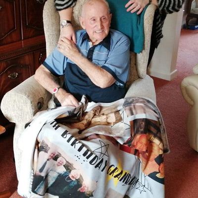 Customer photo of their personalised photo fleece blanket