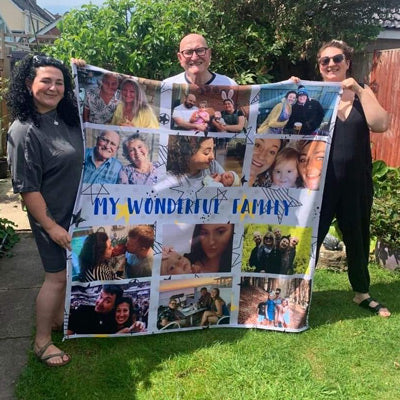 Customer photo of their personalised photo fleece blanket