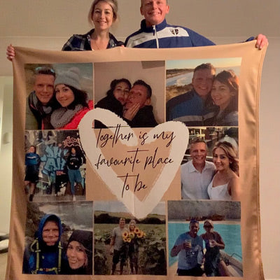 Customer photo of their personalised photo fleece blanket