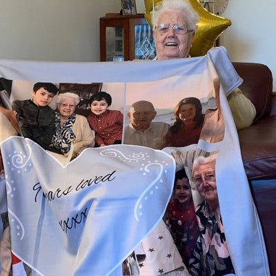 Customer photo of their personalised photo fleece blanket