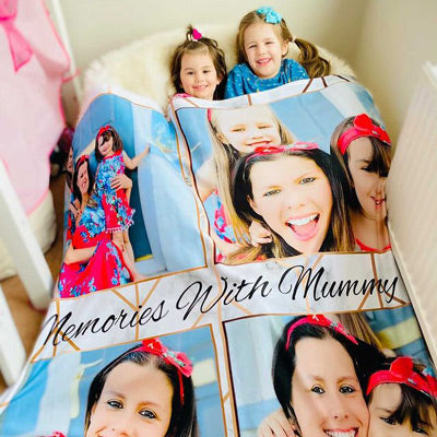 Customer photo of their personalised photo fleece blanket