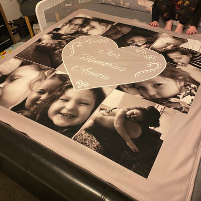 Customer photo of their personalised photo fleece blanket