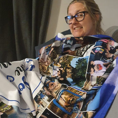 Customer photo of their personalised photo fleece blanket