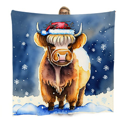 Highland Cow - Christmas Scene - Personalised Fleece Blanket