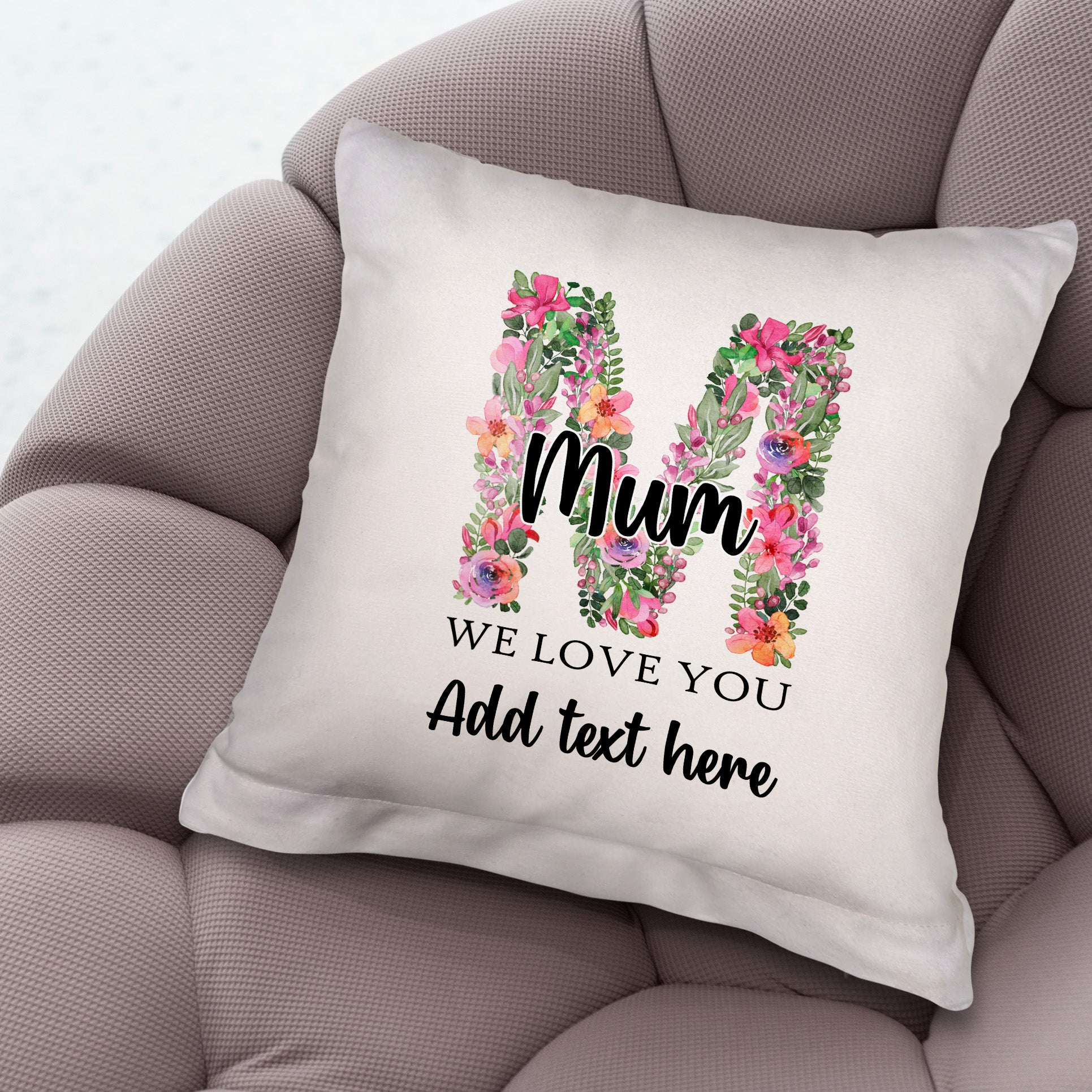 Floral - Mum - 26cm x 26cm - Personalised Cushion