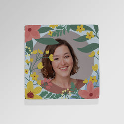Floral Photo Frame - Blue - Drinks Coaster - Round or Square