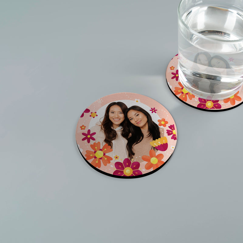 Floral Photo Frame - Drinks Coaster - Round or Square