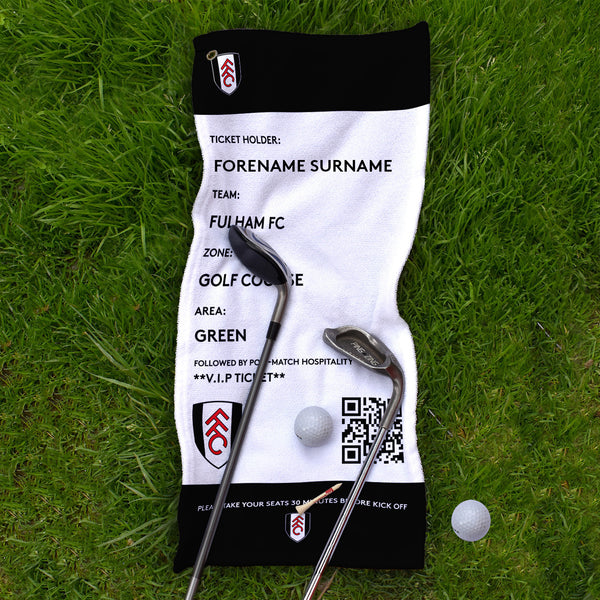 Fulham FC - Ticket - Name and Number Lightweight, Microfibre Golf Towel - Officially Licenced
