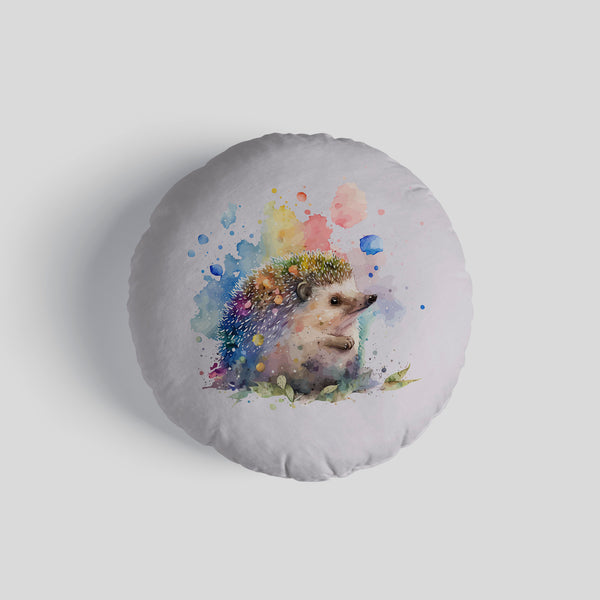 Watercolour Hedgehog 14" Round Throw Cushion