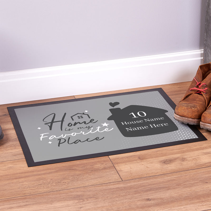 Home Is My Favourite Place - Personalised Door Mat - 60cm x 40cm