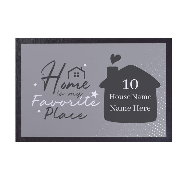Home Is My Favourite Place - Personalised Door Mat - 60cm x 40cm