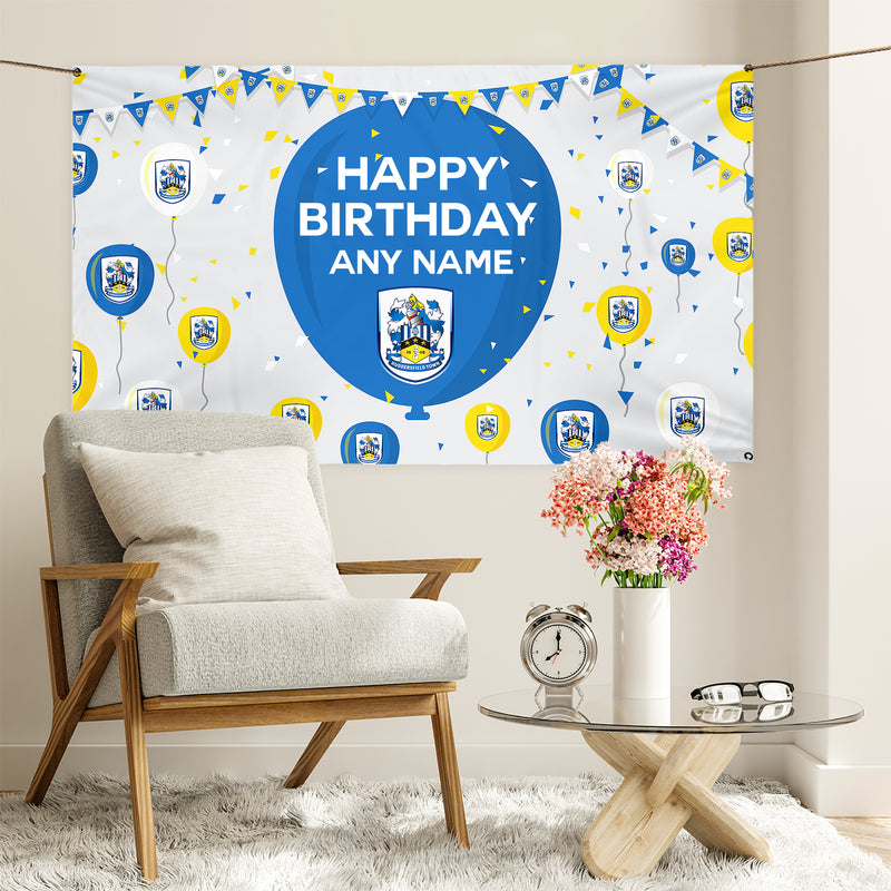 Huddersfield Town - Personalised Balloons 5ft x 3ft Fabric Banner - Officially Licenced