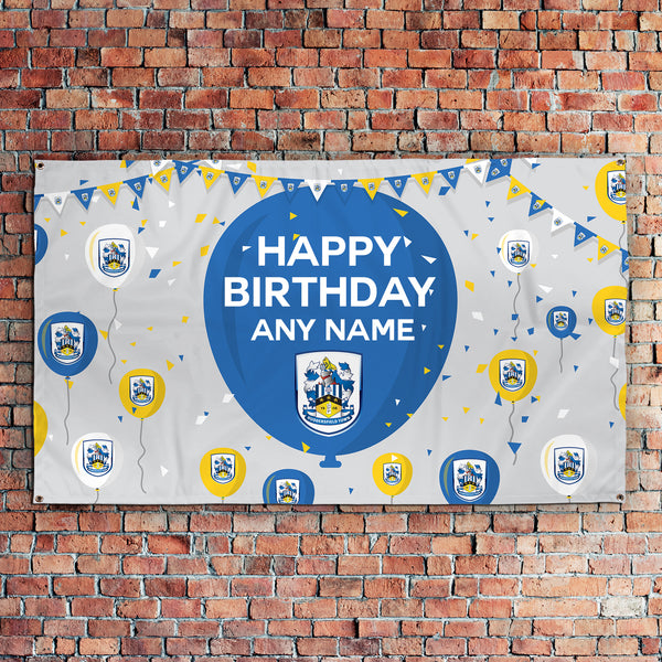 Huddersfield Town - Personalised Balloons 5ft x 3ft Fabric Banner - Officially Licenced