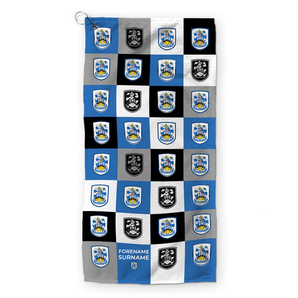 Huddersfield Town FC - Chequered - Name and Number Lightweight, Microfibre Golf Towel - Officially Licenced
