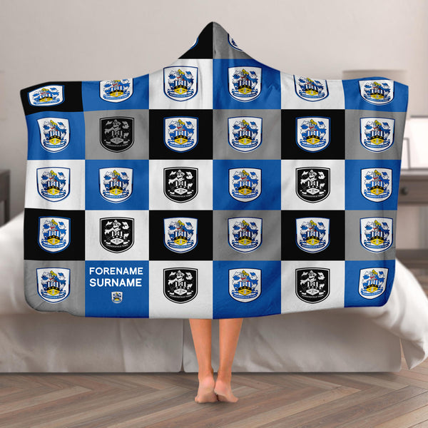Huddersfield Town FC - Chequered Adult Hooded Fleece Blanket - Officially Licenced