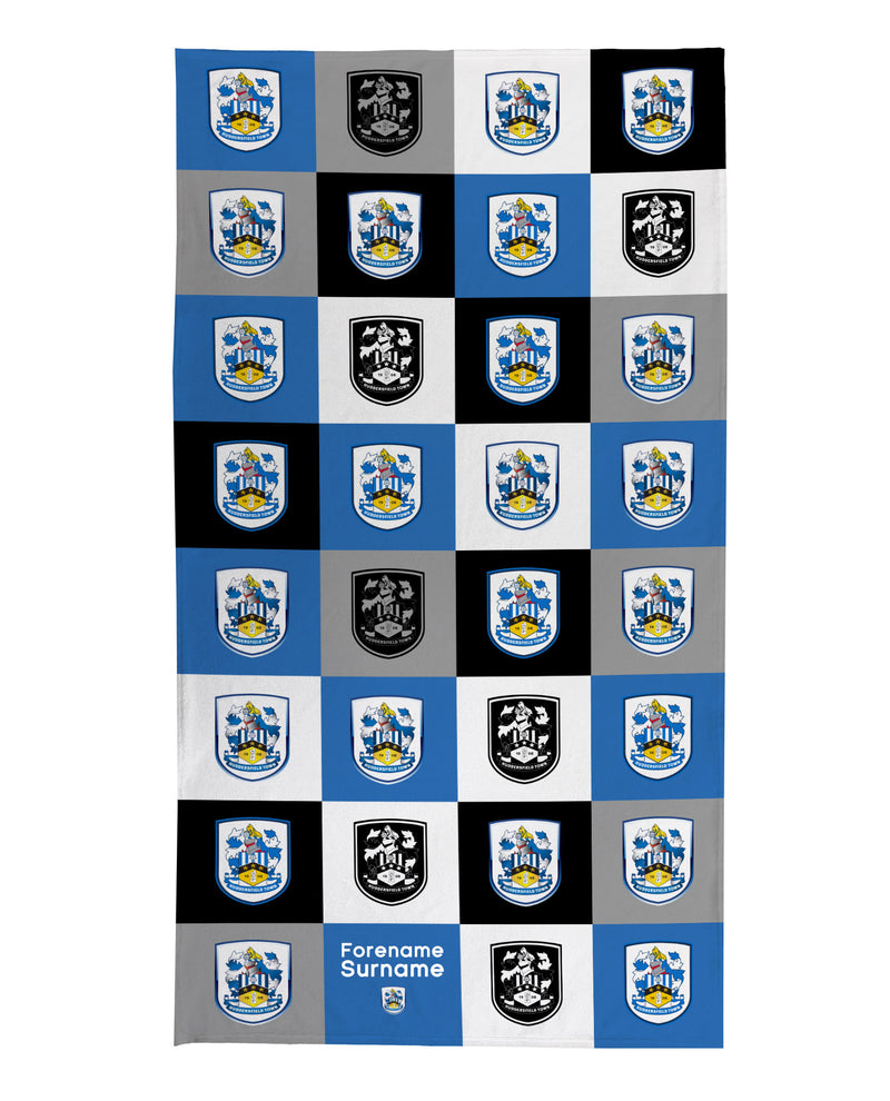 Huddersfield Town Chequered - Personalised Beach Lightweight, Microfibre Towel - 150cm x 75cm - Officially Licenced