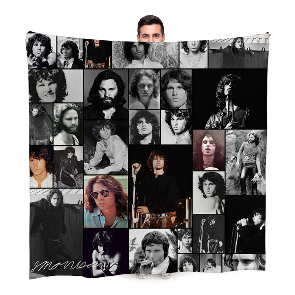 Jim Morrison Montage Celebrity Fleece Throw - Large Size 150cm x 150cm