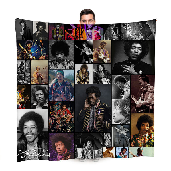 Jimi Hendrix Montage Celebrity Fleece Throw - Large Size 150cm X 150xcm